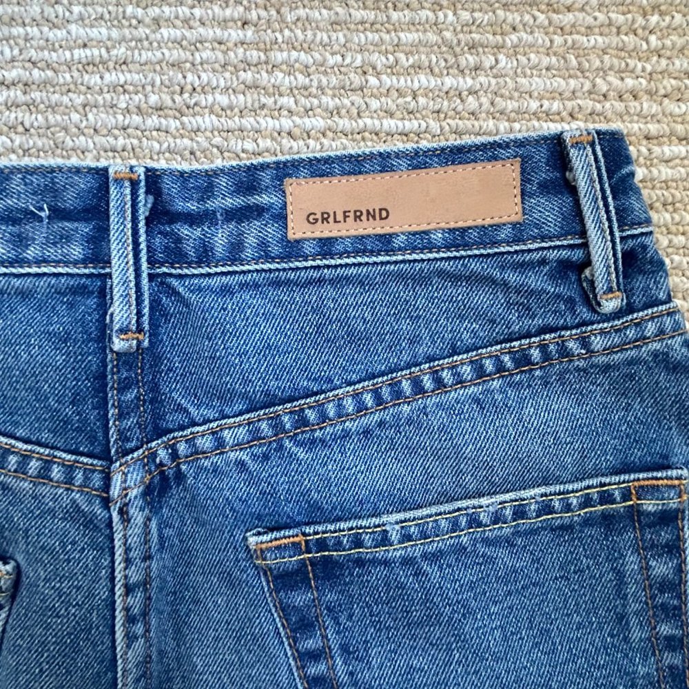 GRLFRND Eva Distressed Faded A-Frame High Waist Denim Mini Skirt REVOLVE Size 26 - Picture 11 of 16